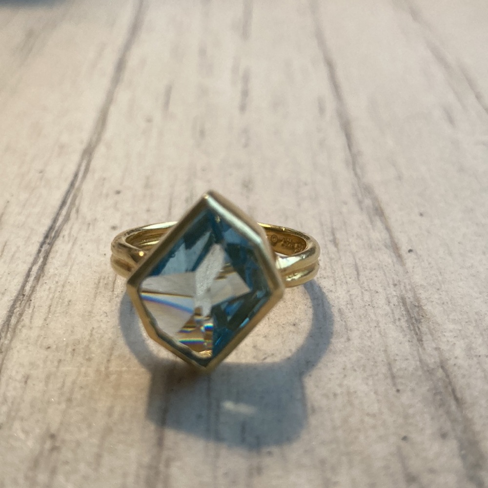 Sterling ring with gold overlay and blue stone